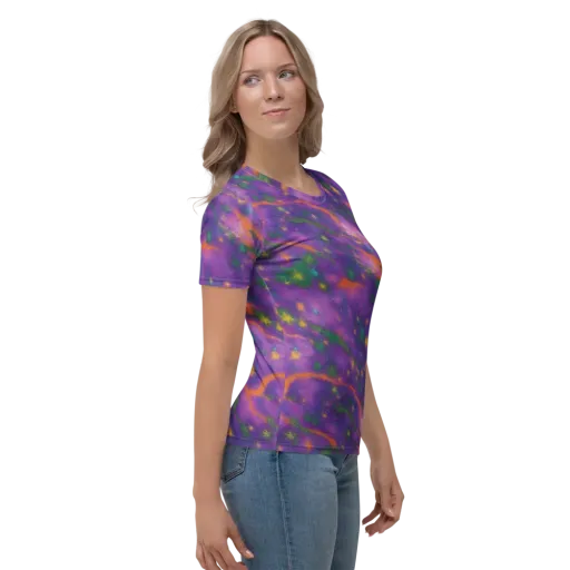 Violet Comet Garden on a Women's Crew Neck T-Shirt