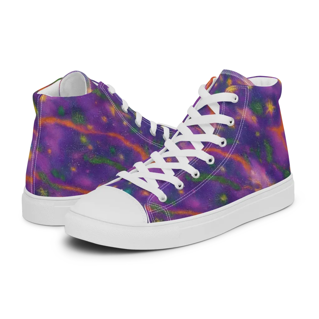 Violet Comet Garden on Women's High Top Canvas Shoes — Left
