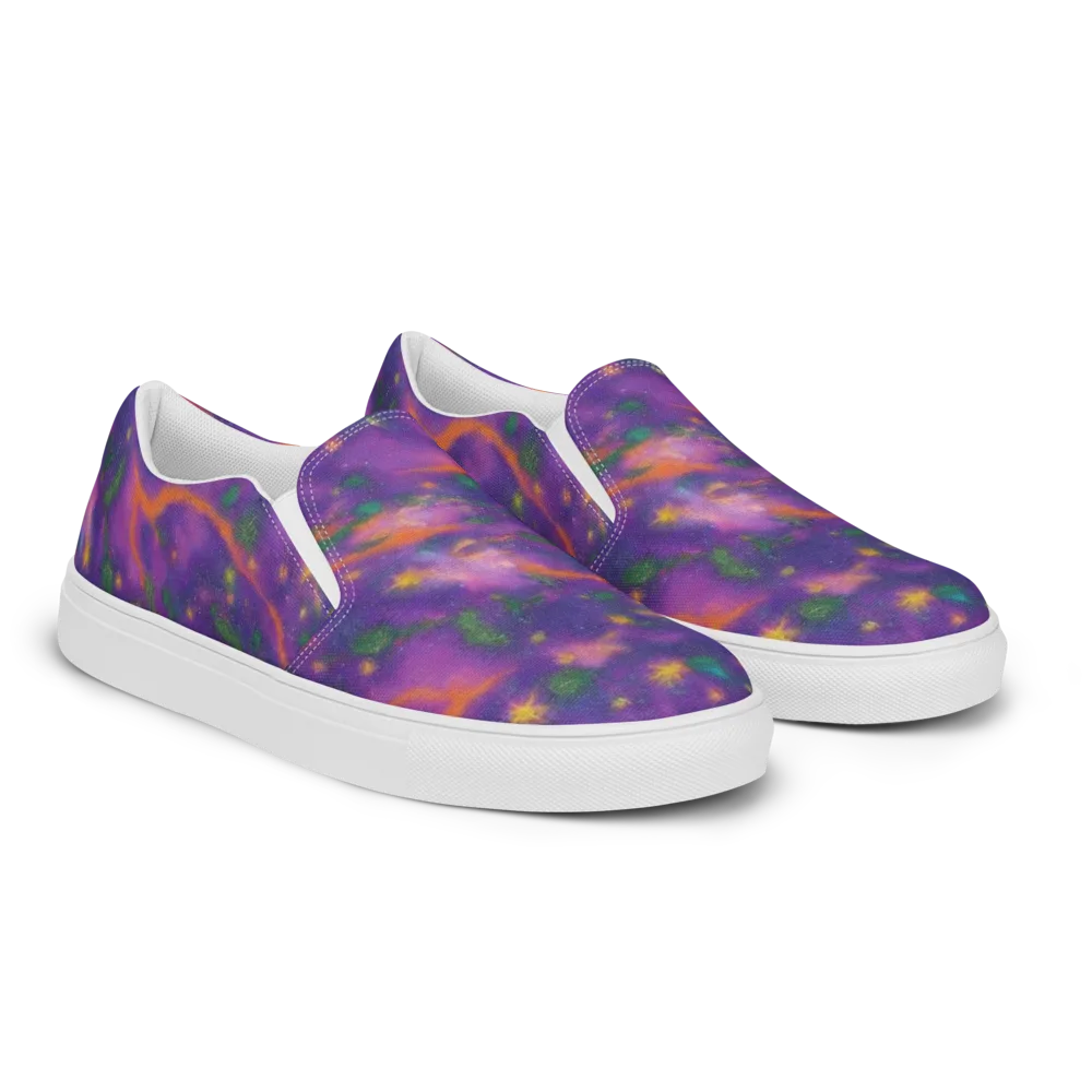 Violet Comet Garden on Men's Slip-On Canvas Shoes — Right Front