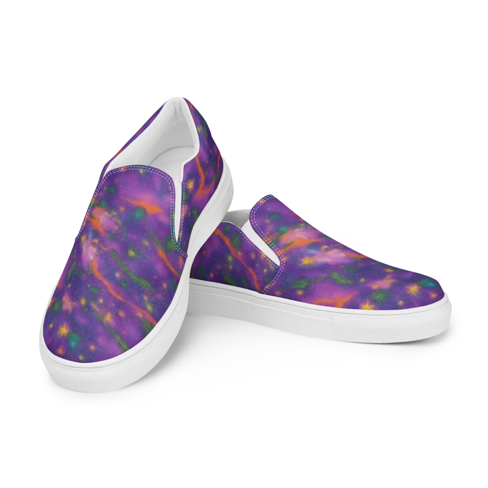 Violet Comet Garden on Men's Slip-On Canvas Shoes — Left Front