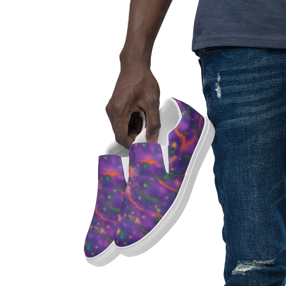 Violet Comet Garden on Men's Slip-On Canvas Shoes — Left Front