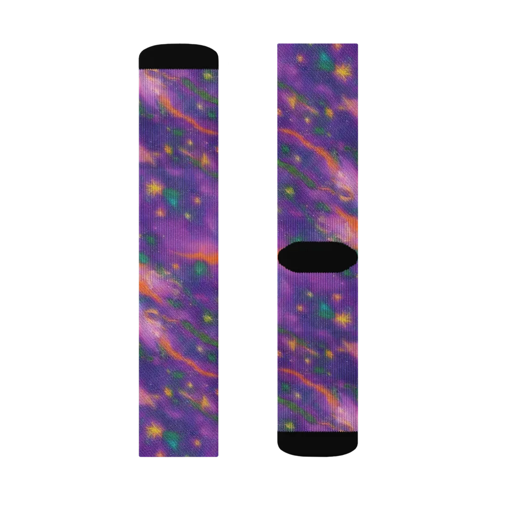 Violet Comet Garden on Socks — Left Sock