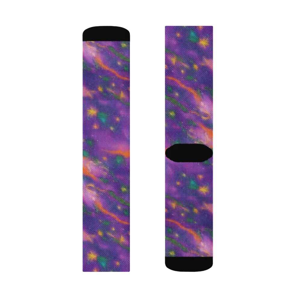Violet Comet Garden on Socks — Right Sock