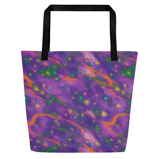 Violet Comet Garden on a Large Tote Bag W/ Pocket