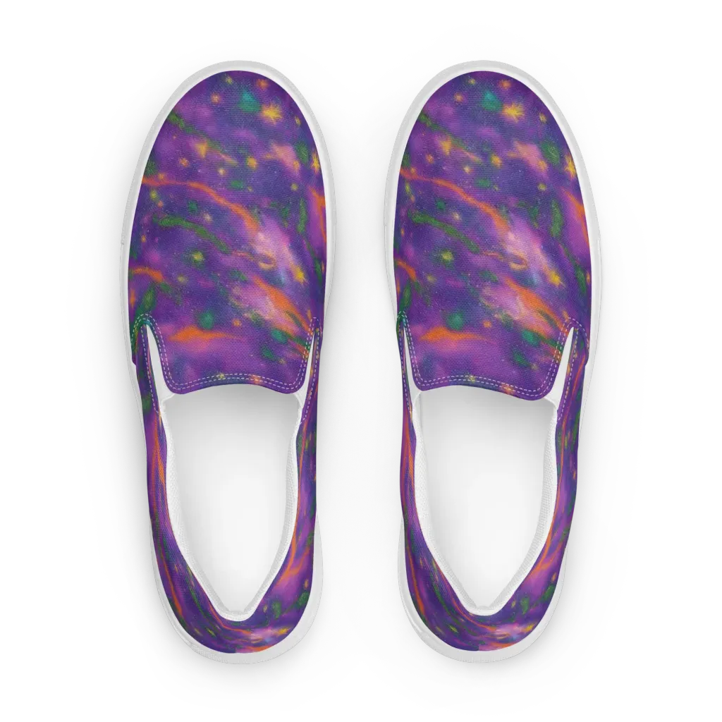 Violet Comet Garden on Women's Slip-On Canvas Shoes — Front