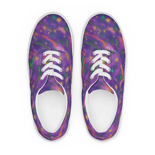 Violet Comet Garden on a Men's Lace-Up Canvas Shoes
