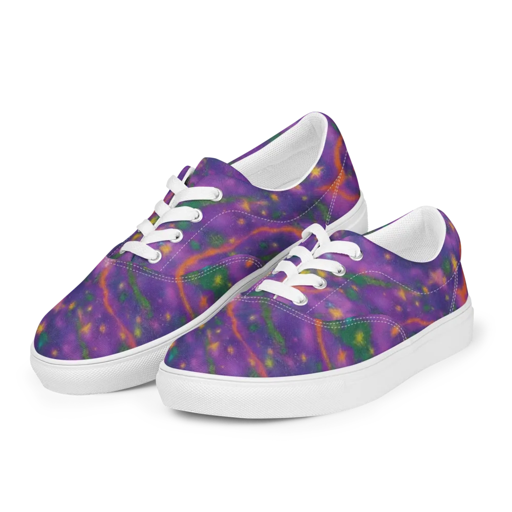 Violet Comet Garden on Men's Lace-Up Canvas Shoes — Left Front