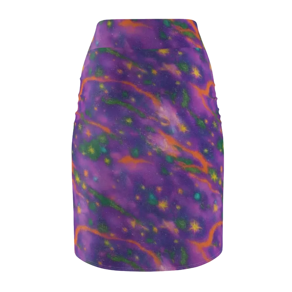 Violet Comet Garden on Pencil Skirt — Back