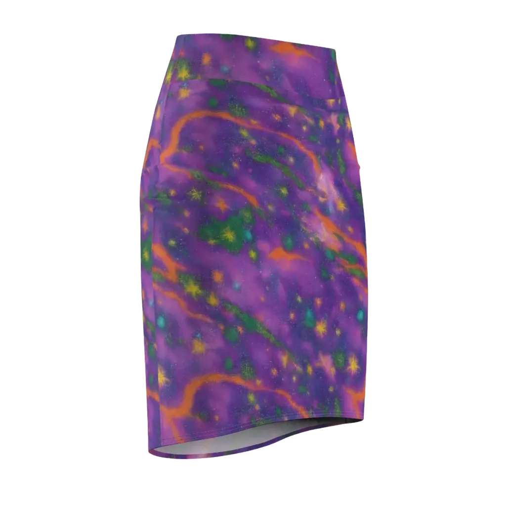 Violet Comet Garden on Pencil Skirt — Front Side