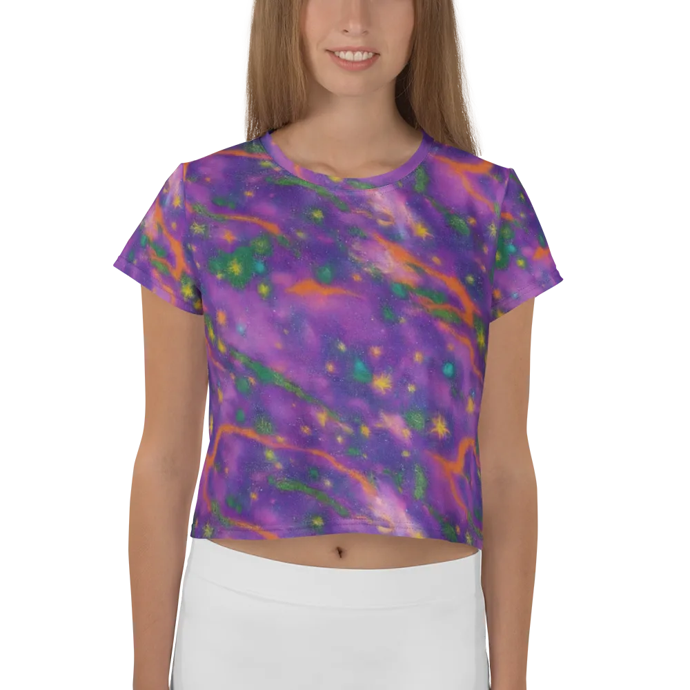 Violet Comet Garden on Crop Tee — Front
