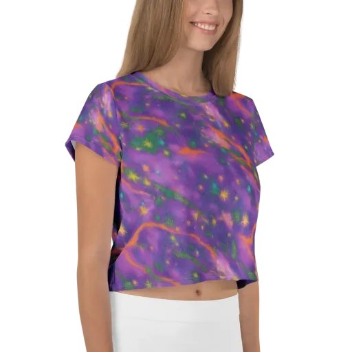 Violet Comet Garden on a Crop Tee