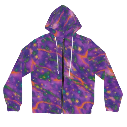 Violet Comet Garden on a Women's Full-Zip Hoodie