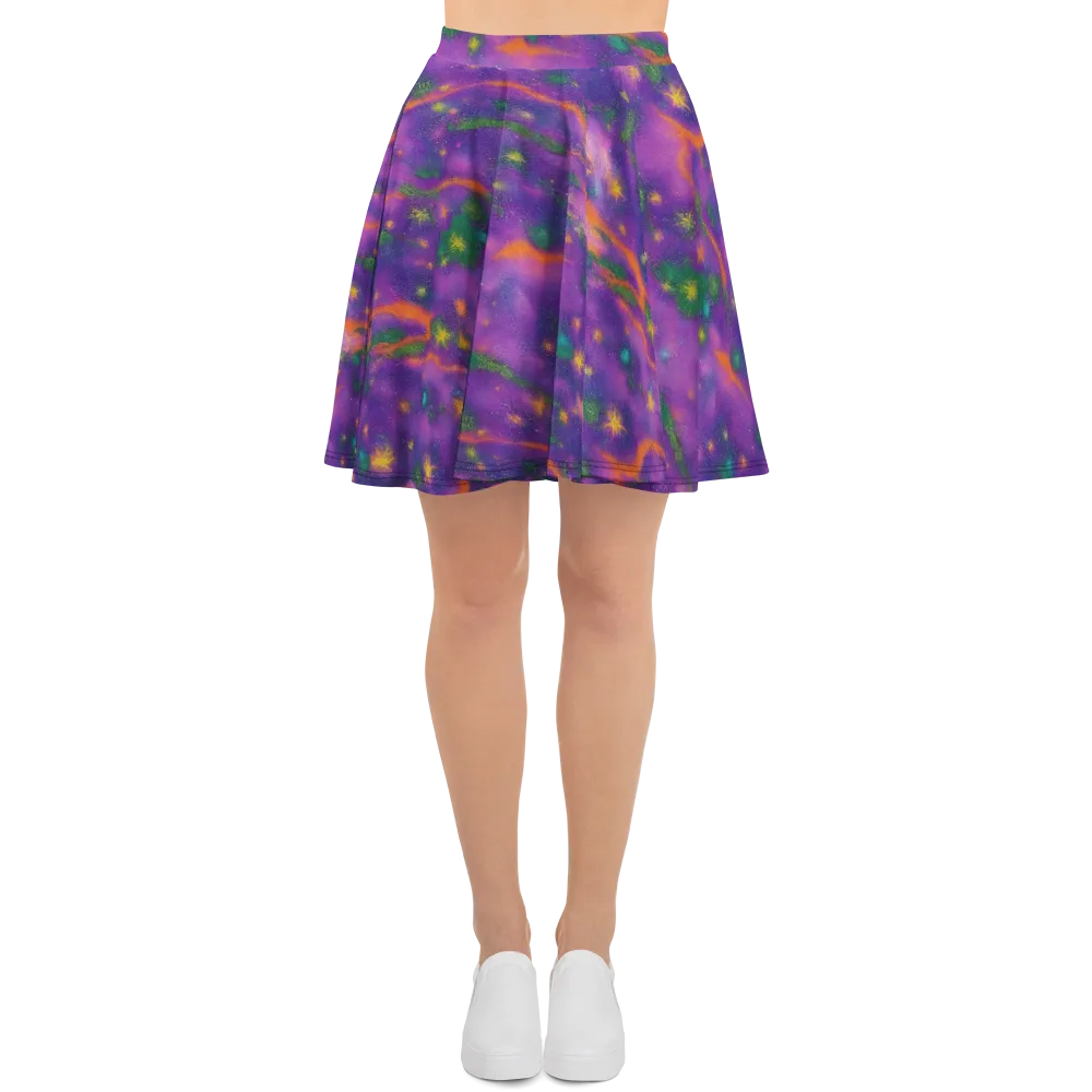 Violet Comet Garden on Skater Skirt — Front