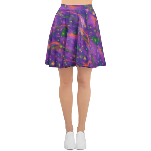 Violet Comet Garden on a Skater Skirt