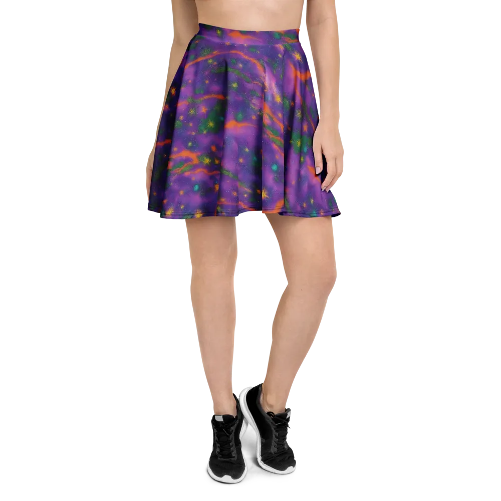 Violet Comet Garden on Skater Skirt — Front