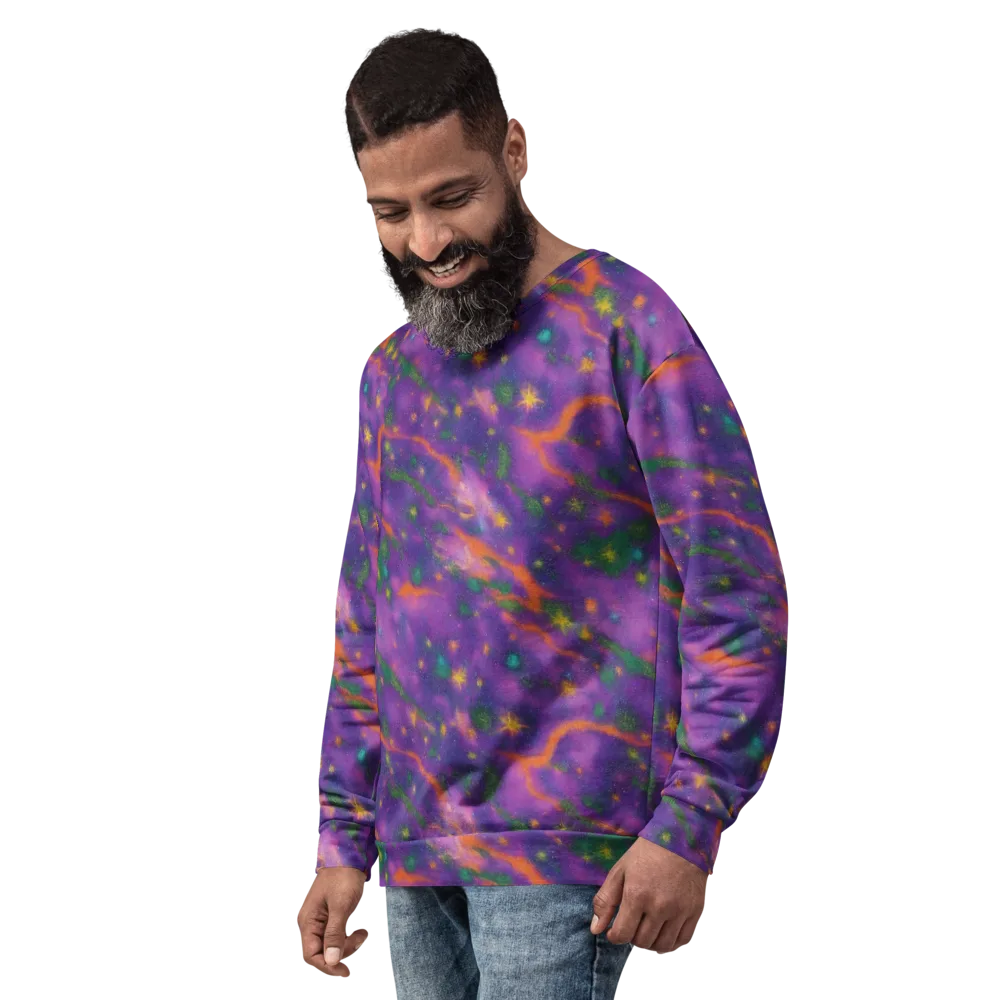 Violet Comet Garden on Sweatshirt — Left Front