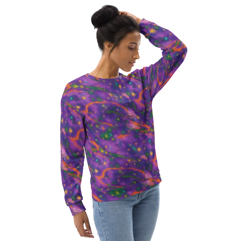 Violet Comet Garden on Sweatshirt — Right Front