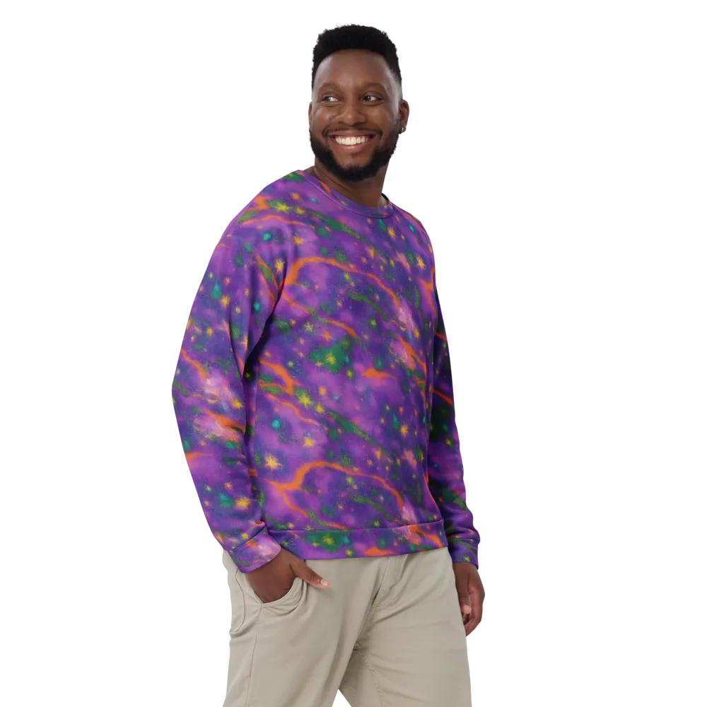 Violet Comet Garden on Sweatshirt — Front