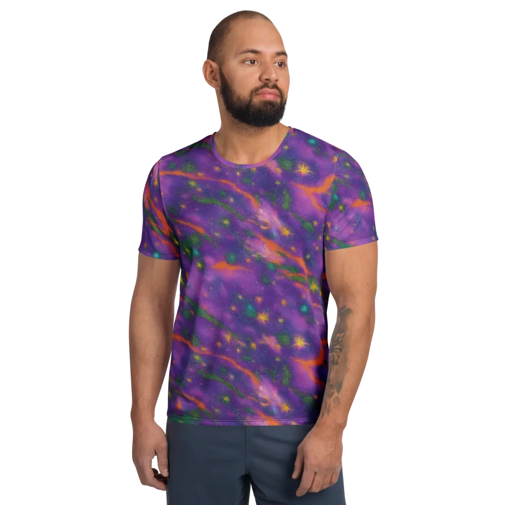 Violet Comet Garden on Men's Athletic T-Shirt — Front