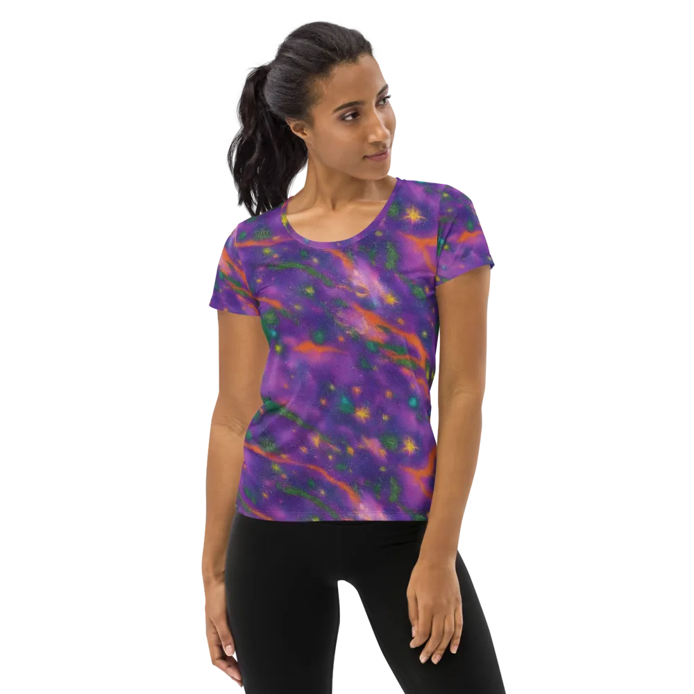 Violet Comet Garden on Women's Athletic T-Shirt — Front