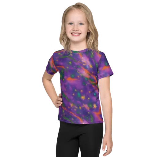 Violet Comet Garden on a Kids Crew Neck T-Shirt