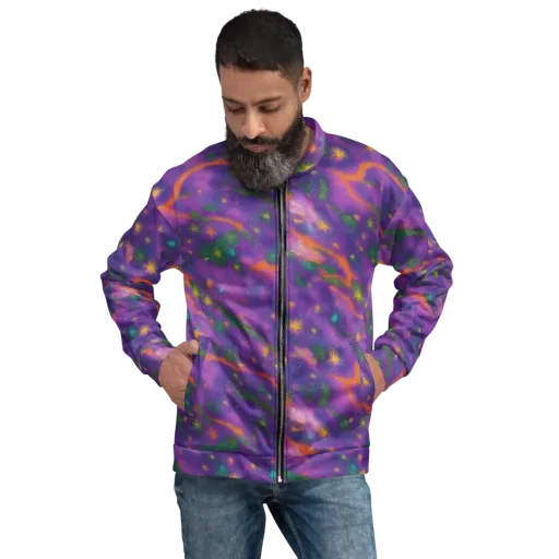 Violet Comet Garden on a Bomber Jacket