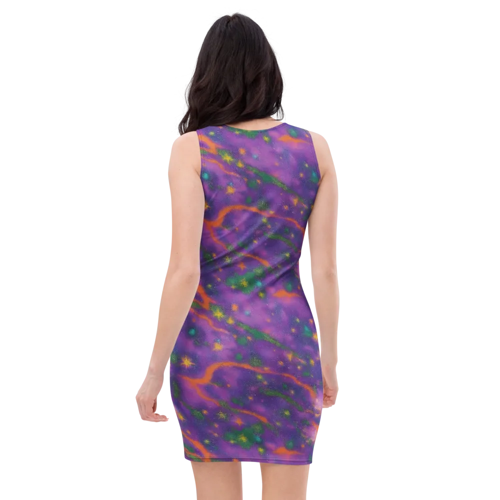 Violet Comet Garden on Bodycon Dress — Back