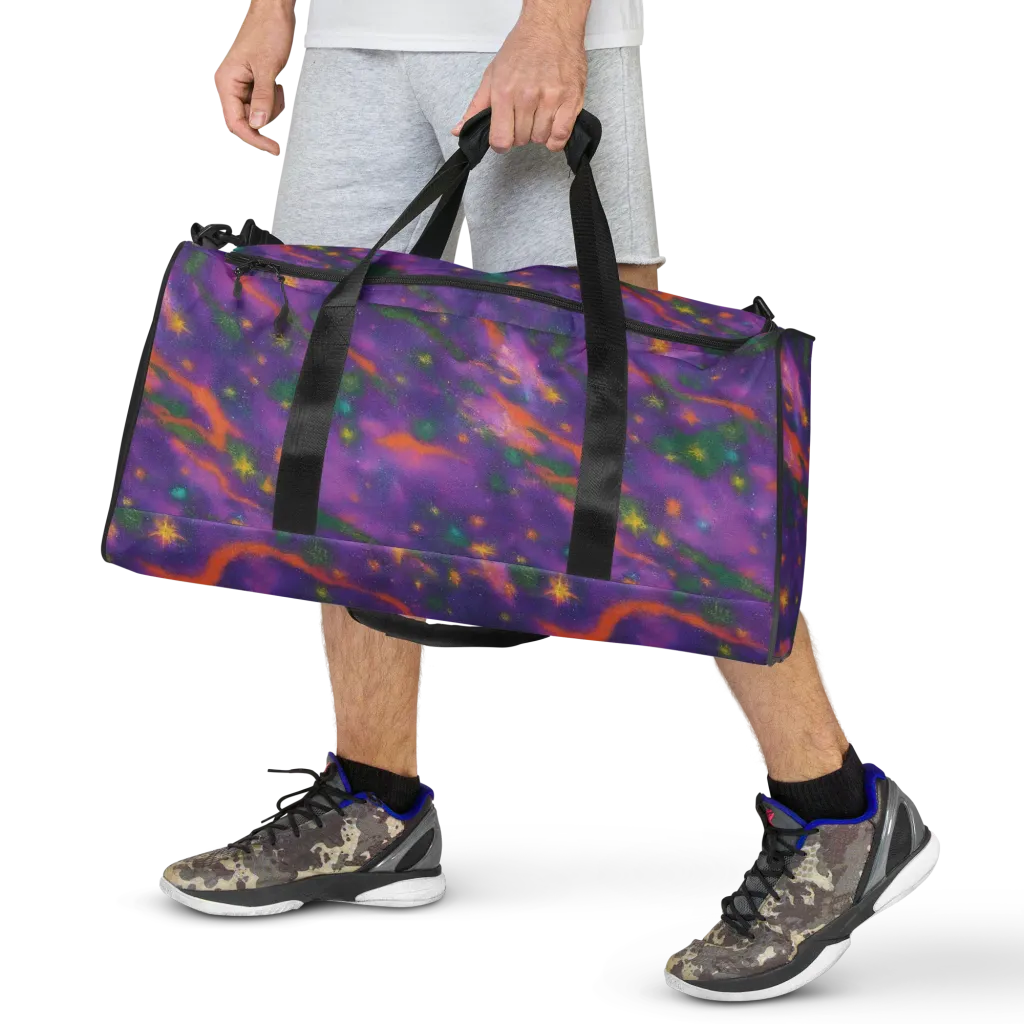 Violet Comet Garden on Duffle Bag — Front