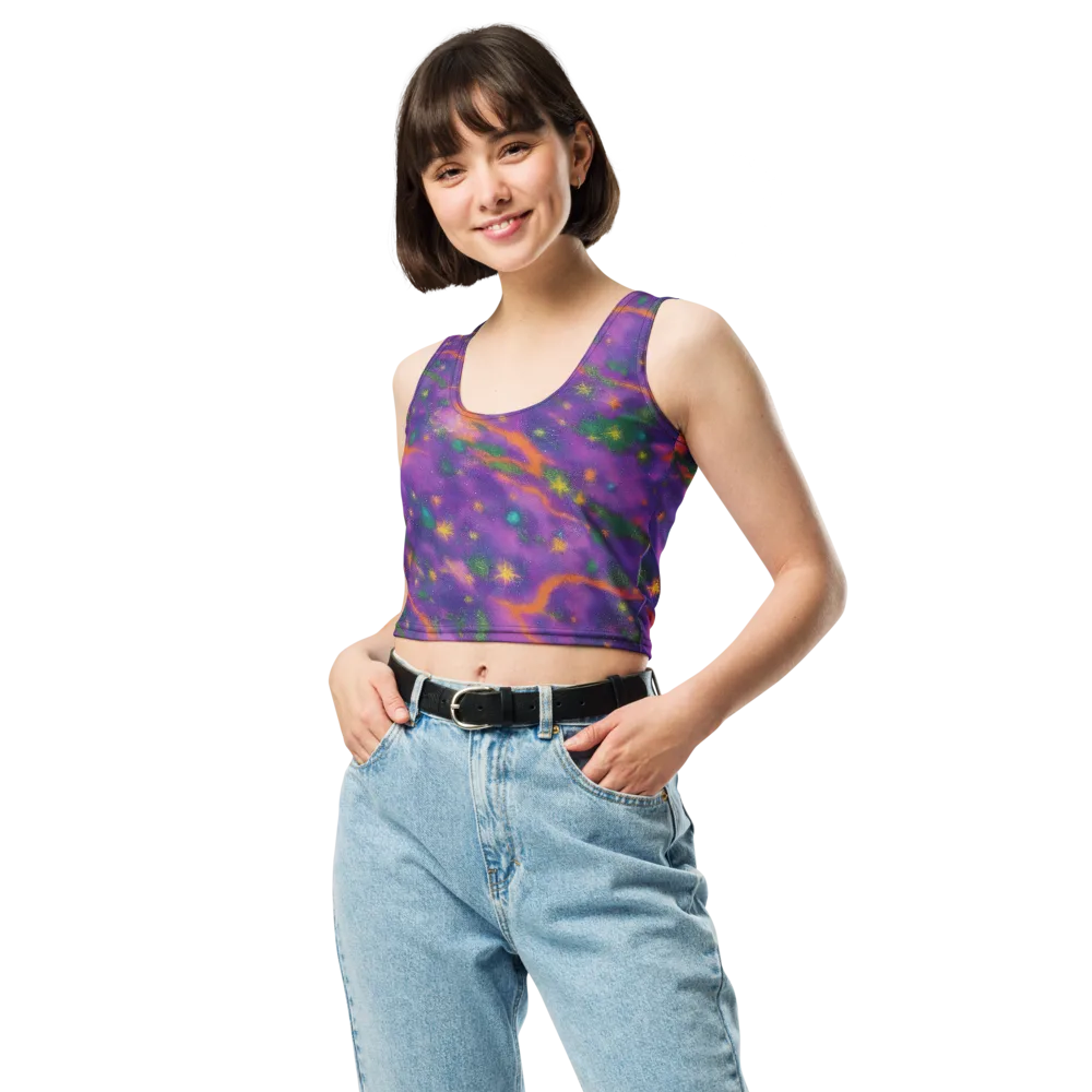 Violet Comet Garden on Crop Top — Front