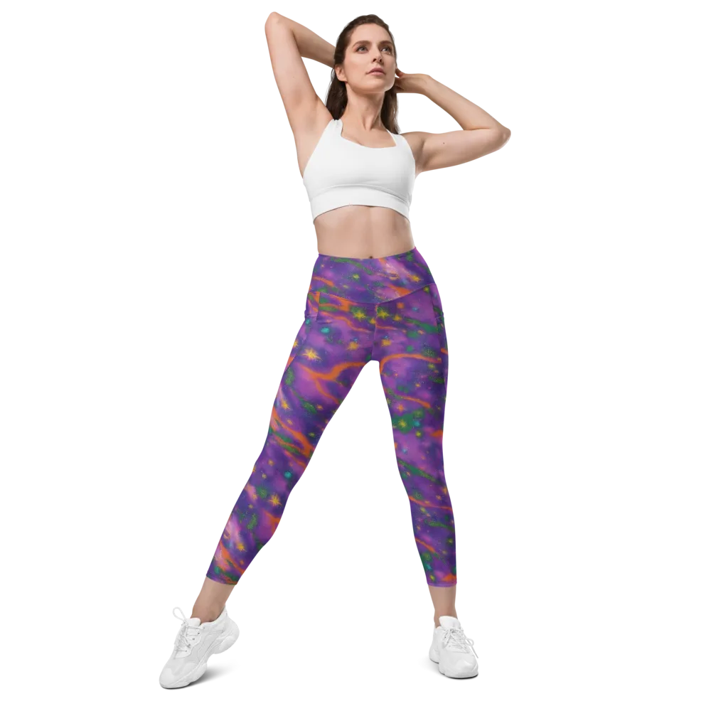 Violet Comet Garden on Leggings with Pockets — Front
