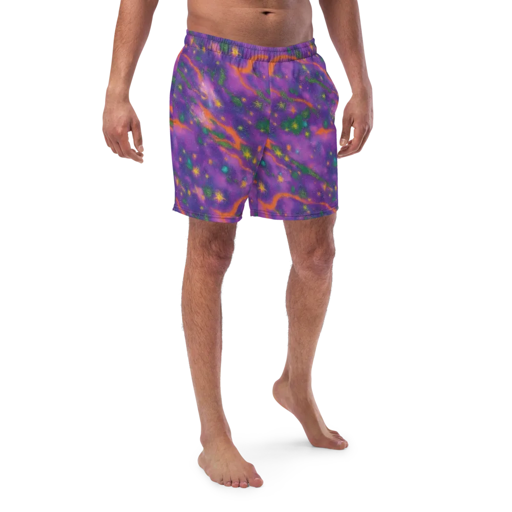 Violet Comet Garden on Swim Trunks — Front