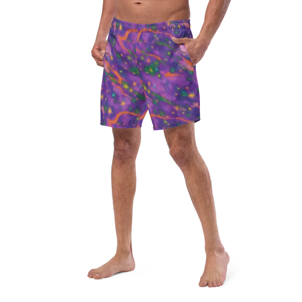 Violet Comet Garden on Swim Trunks — Left Front