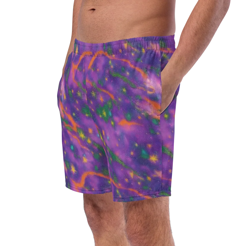 Violet Comet Garden on Swim Trunks — Left Front
