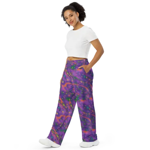 Violet Comet Garden on a Wide-Leg Pants
