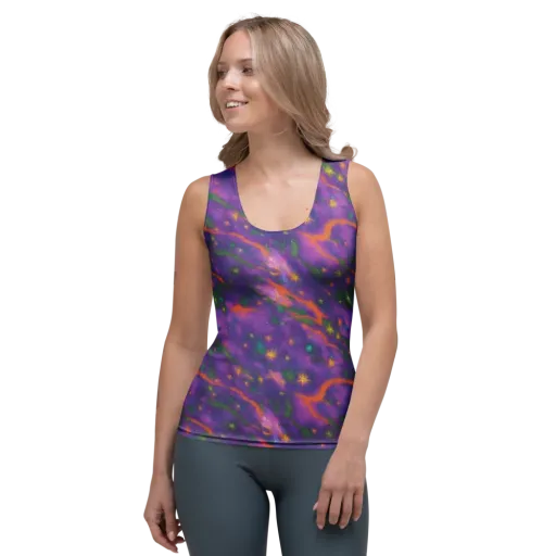 Violet Comet Garden on a Women's Tank Top