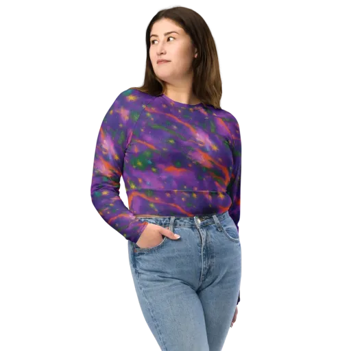 Violet Comet Garden on a Long Sleeve Crop Top