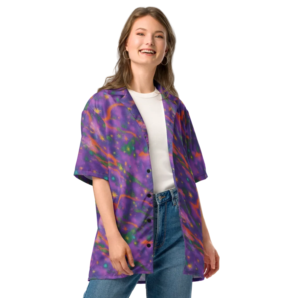 Violet Comet Garden on Button Shirt — Front