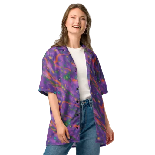 Violet Comet Garden on a Button Shirt