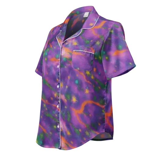 Violet Comet Garden on a Women's Short Sleeve Pajama Top