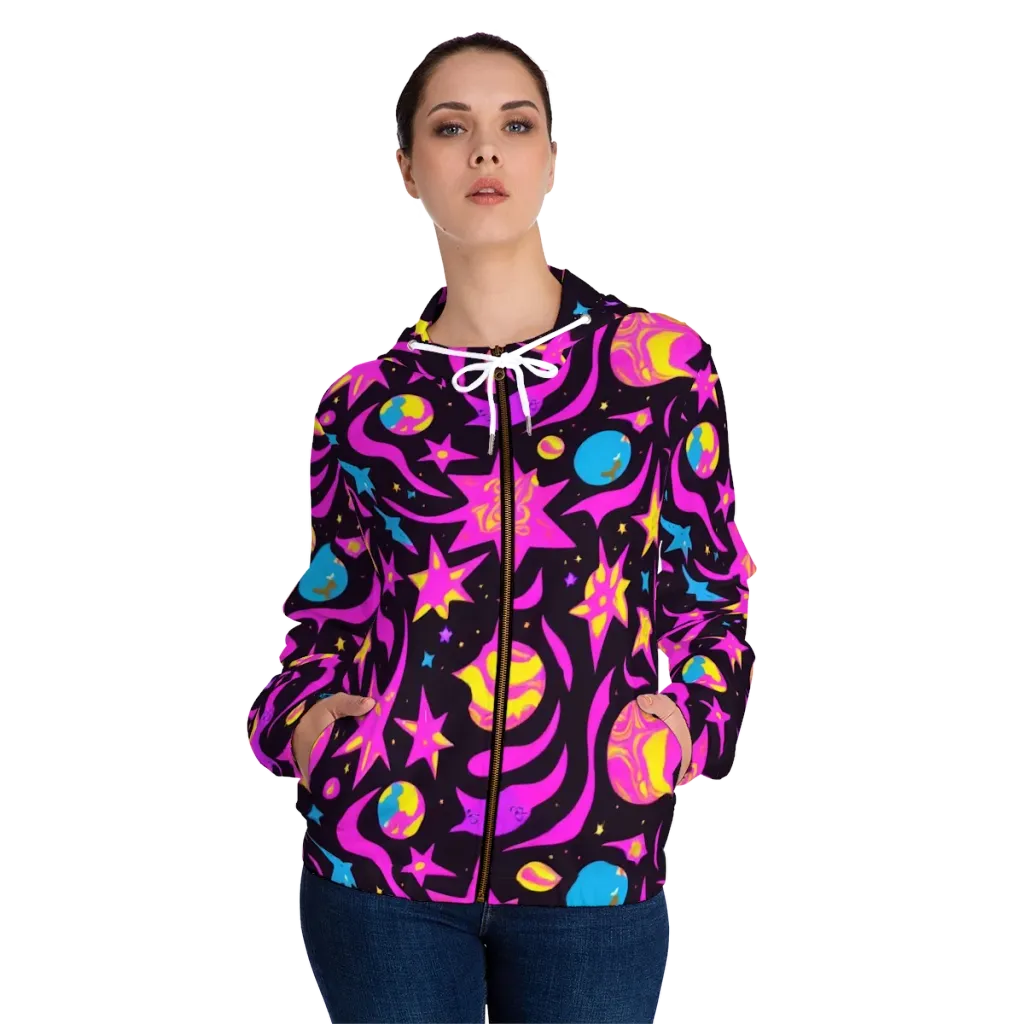 Nova After Dark on Women's Full-Zip Hoodie — Front On Person