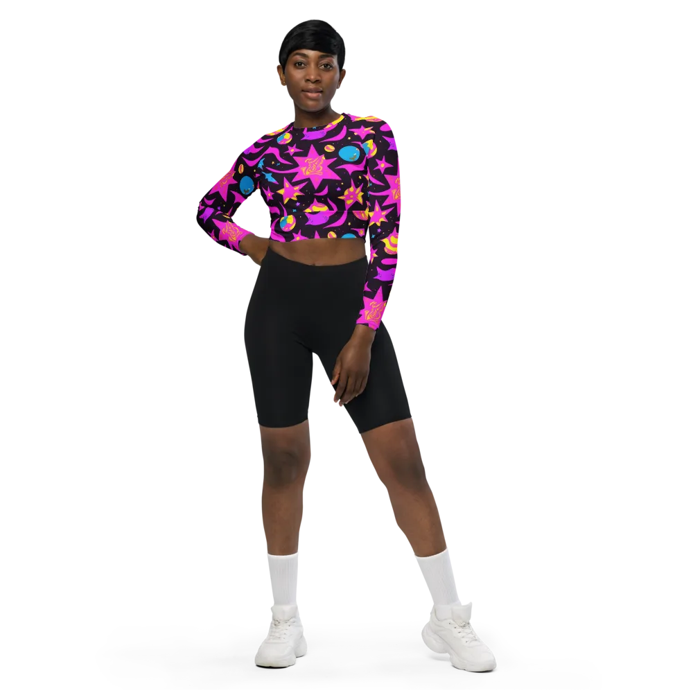 Nova After Dark on Long Sleeve Crop Top — Front