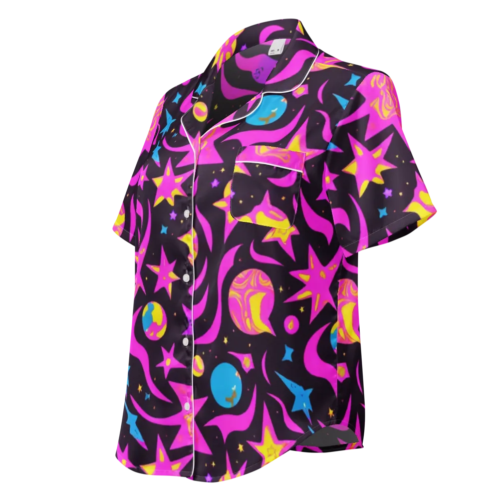 Nova After Dark on Women's Short Sleeve Pajama Top — Left Front