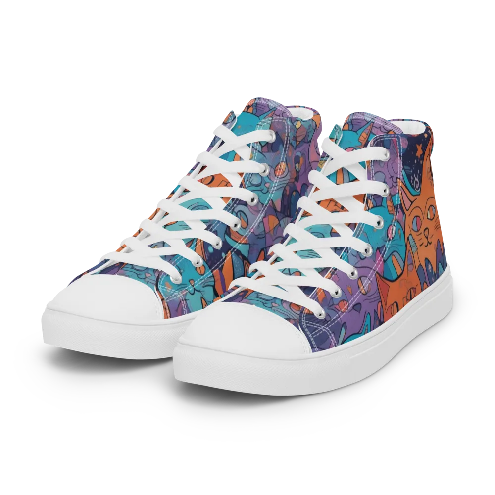 Whisker Spectrum on Women's High Top Canvas Shoes — Left Front