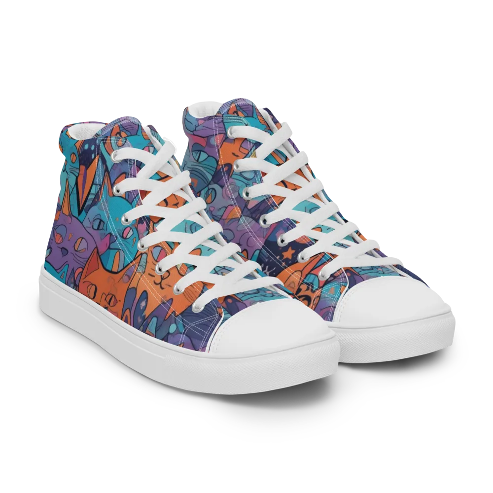 Whisker Spectrum on Women's High Top Canvas Shoes — Right Front