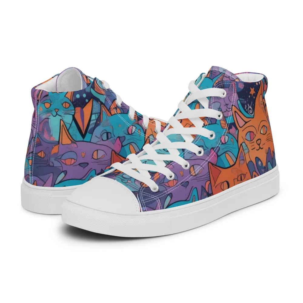 Whisker Spectrum on Women's High Top Canvas Shoes — Left