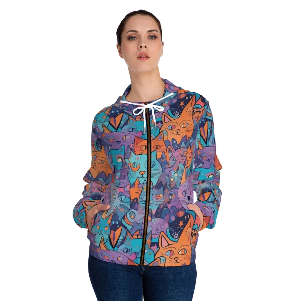 Whisker Spectrum on Women's Full-Zip Hoodie — Front On Person