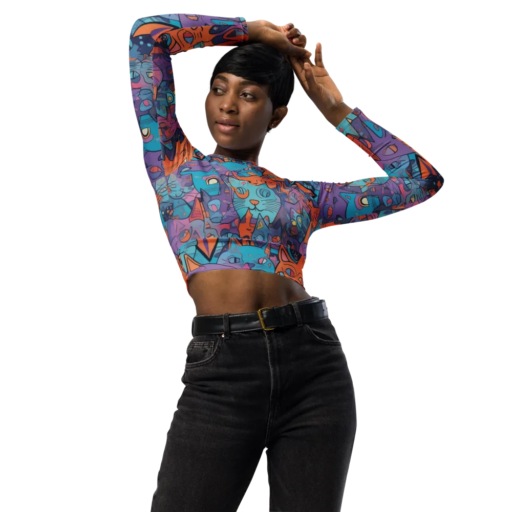 Whisker Spectrum on Long Sleeve Crop Top — Front