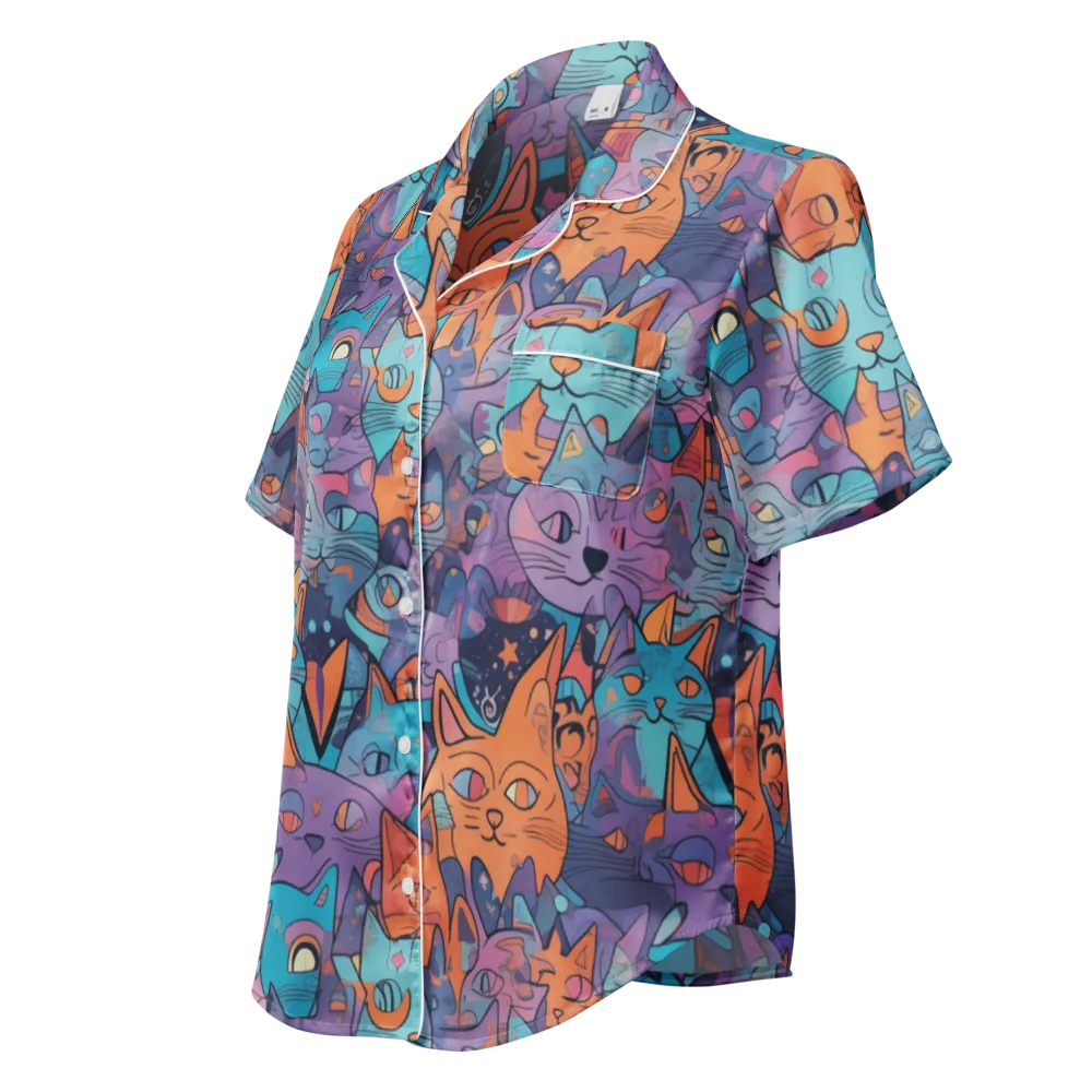 Whisker Spectrum on Women's Short Sleeve Pajama Top — Left Front