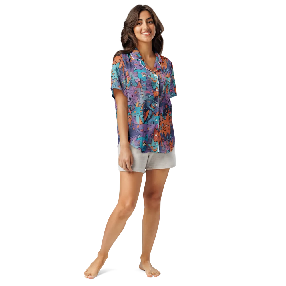 Whisker Spectrum on Women's Short Sleeve Pajama Top — Front