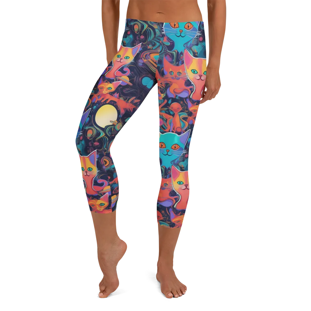 Orbiting Prowlers on Capri Leggings — Front